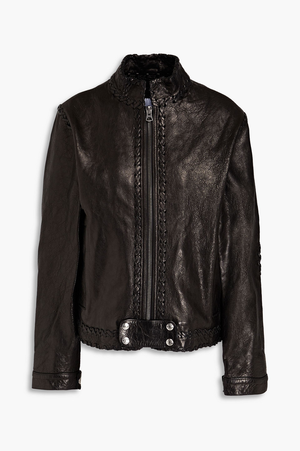 Re/done Leather Jacket In Black