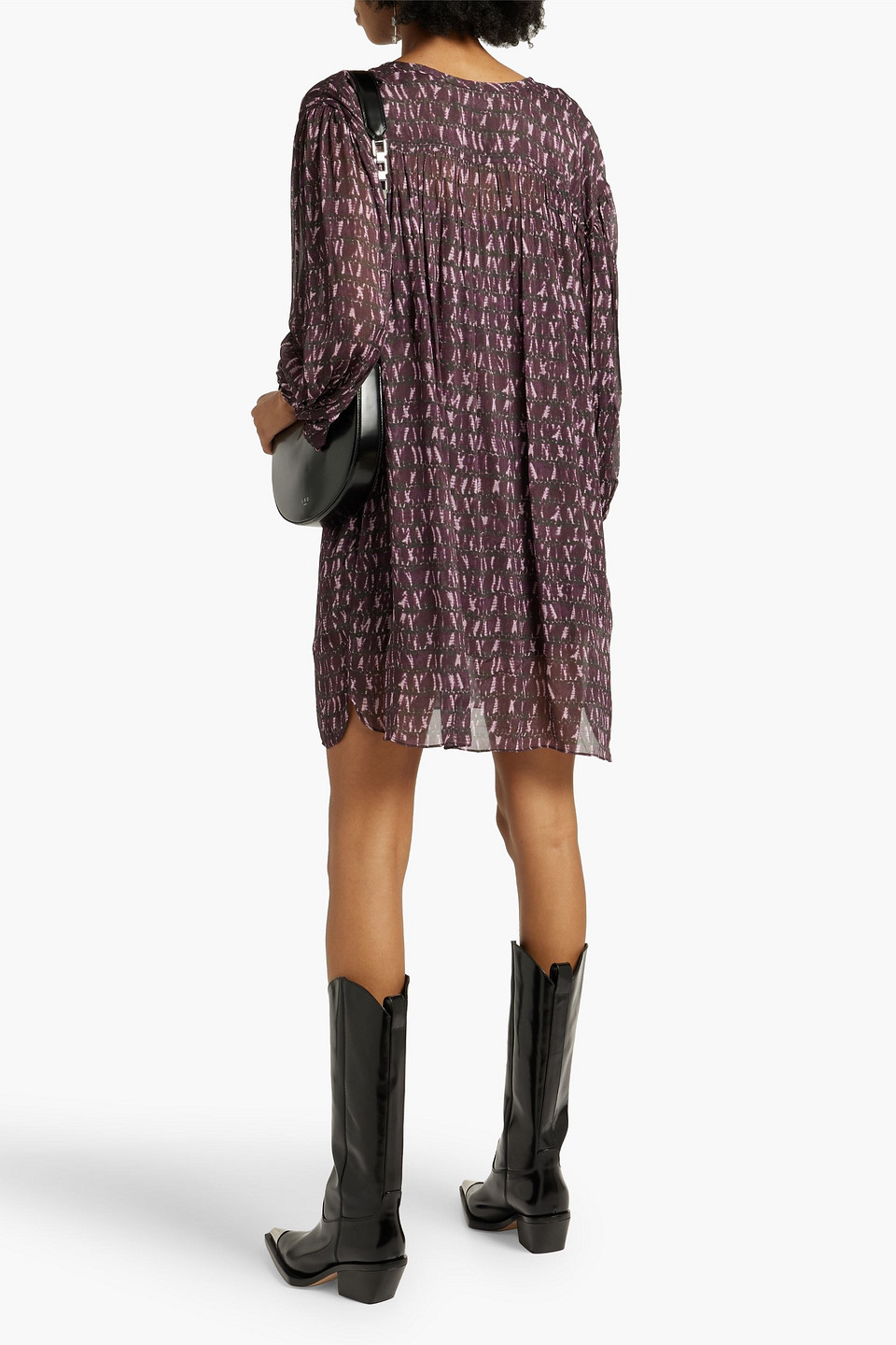 Isabel Marant Étoile Sirlorion Gathered Printed Crepe Mini Dress In Dark Purple