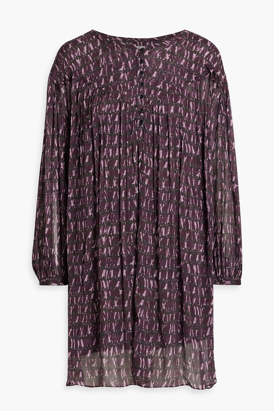 Isabel Marant Étoile Sirlorion Gathered Printed Crepe Mini Dress In Dark Purple