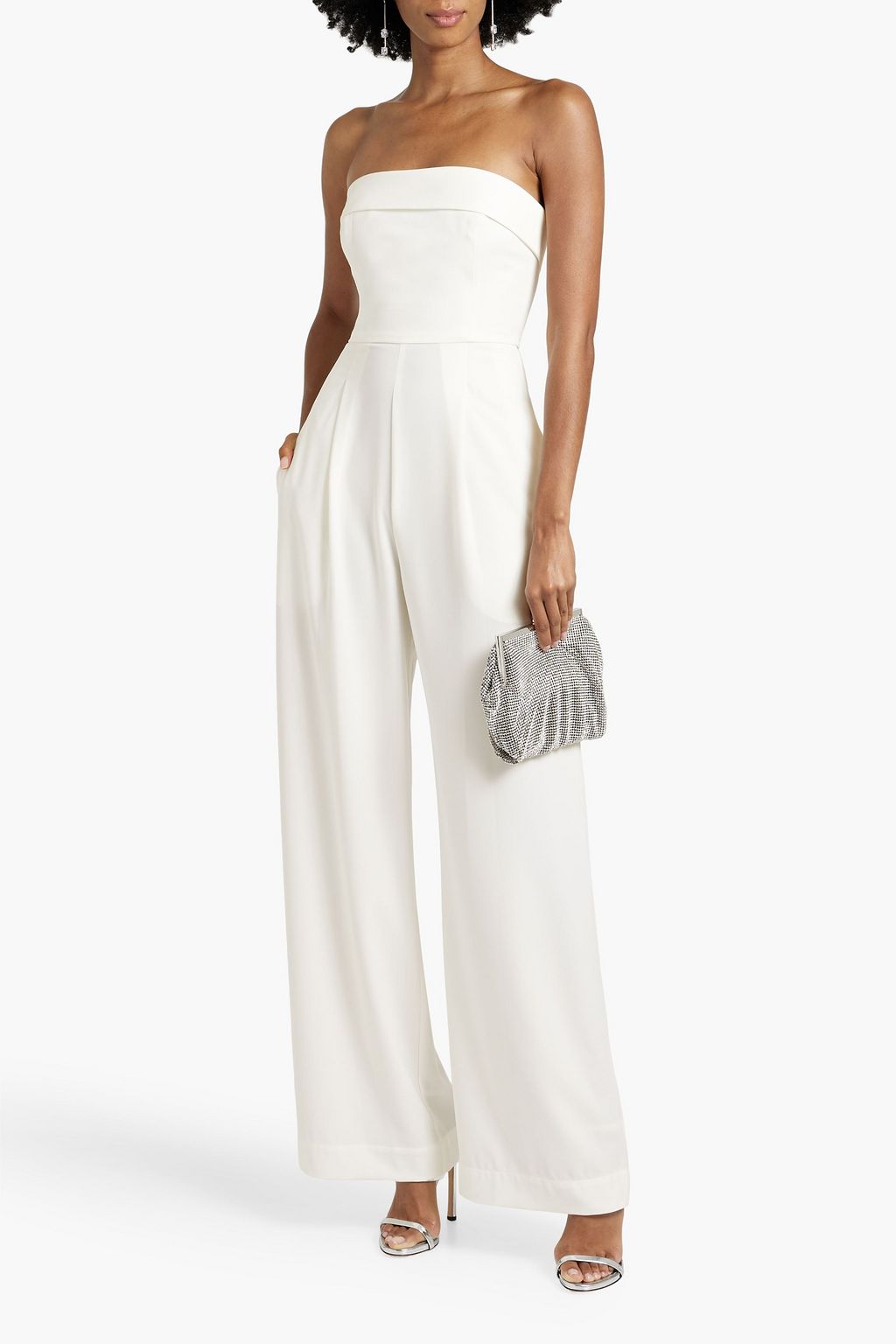 NICHOLAS Strapless crepe wide-leg jumpsuit