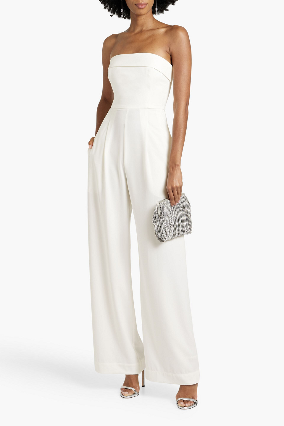 Nicholas Chara Strapless Wide Leg Jumpsuit In Off-white