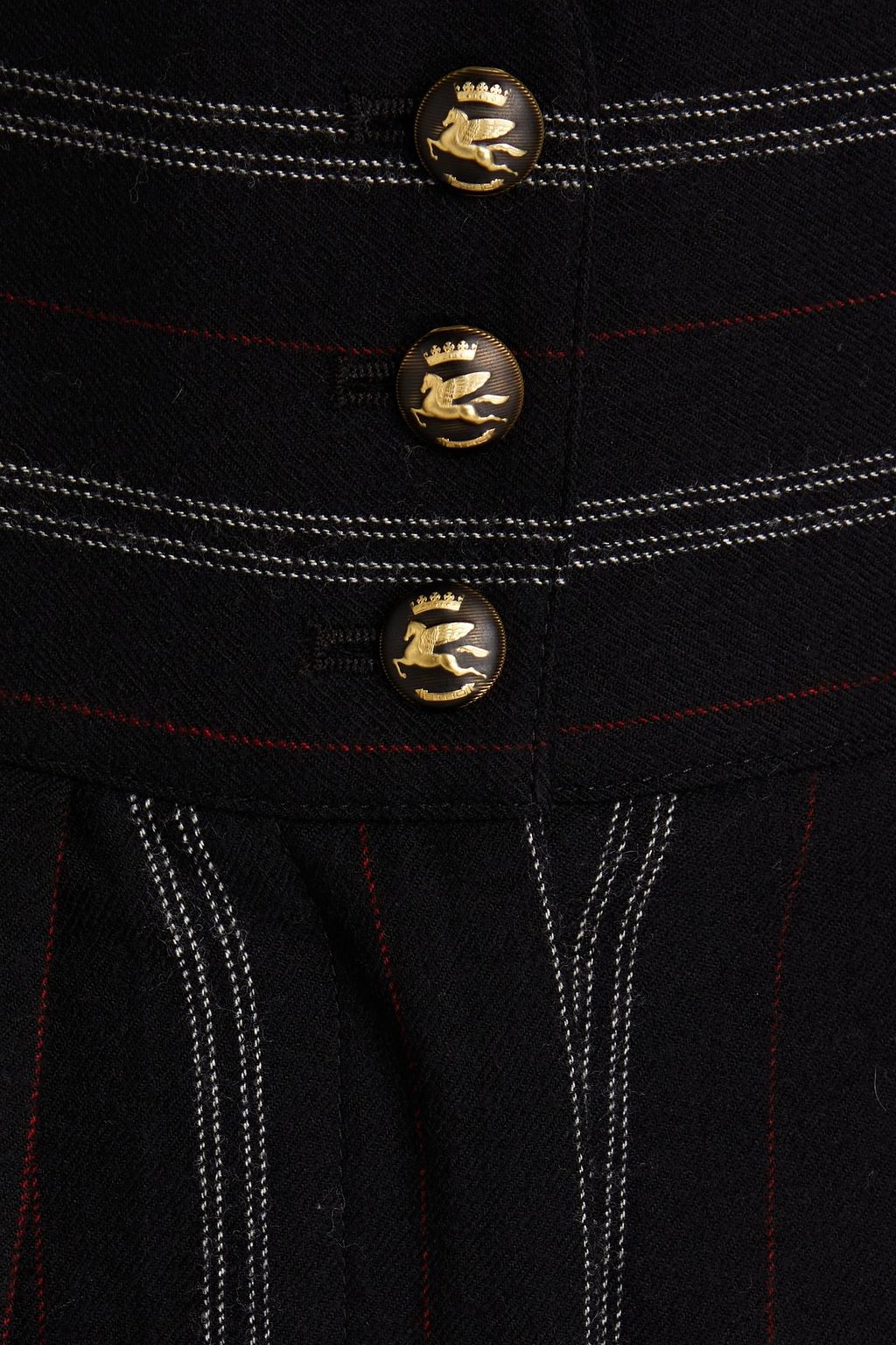 ETRO ウール混フランネル クロップド ワイドレッグパンツ ストライプ