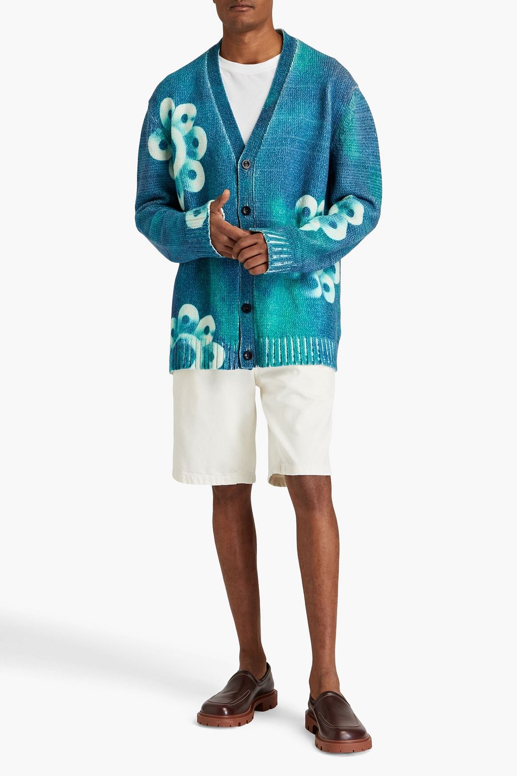 MAISON MARGIELA Tie-dyed ribbed-knit cardigan