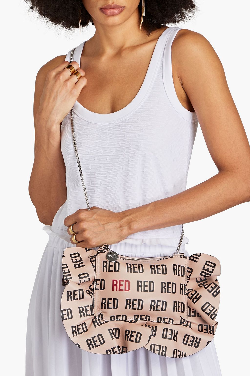 RED(V) Rock Ruffles printed leather cross-body bag