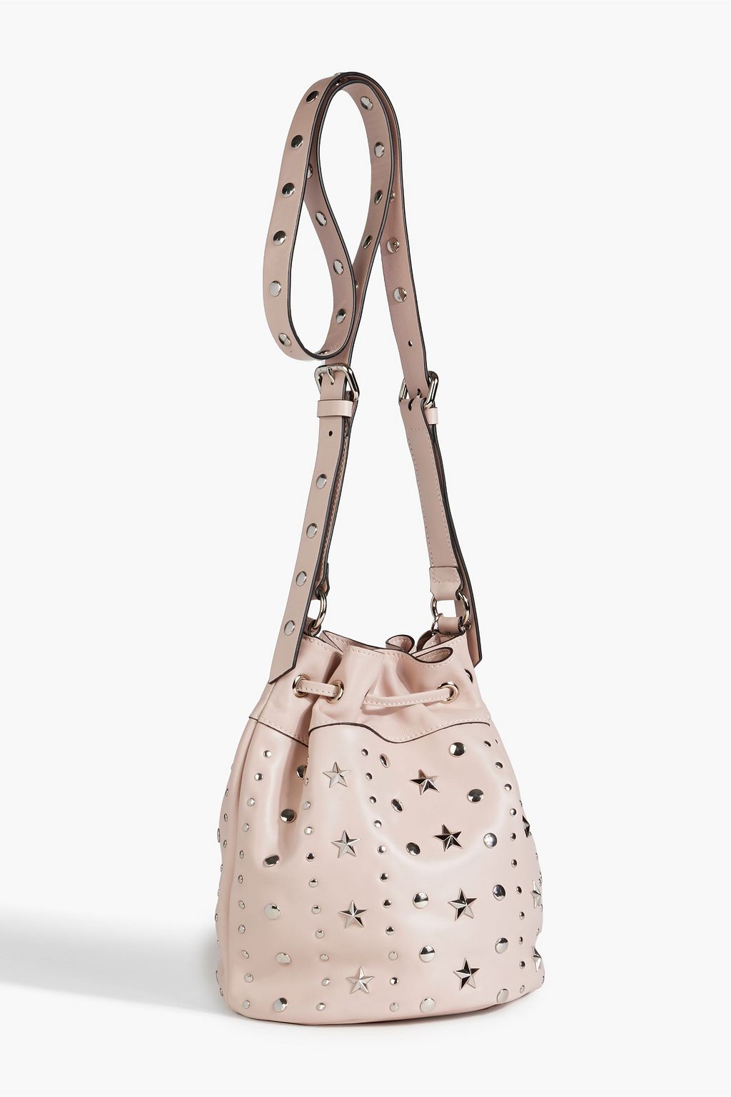 RED(V) Studded leather bucket bag