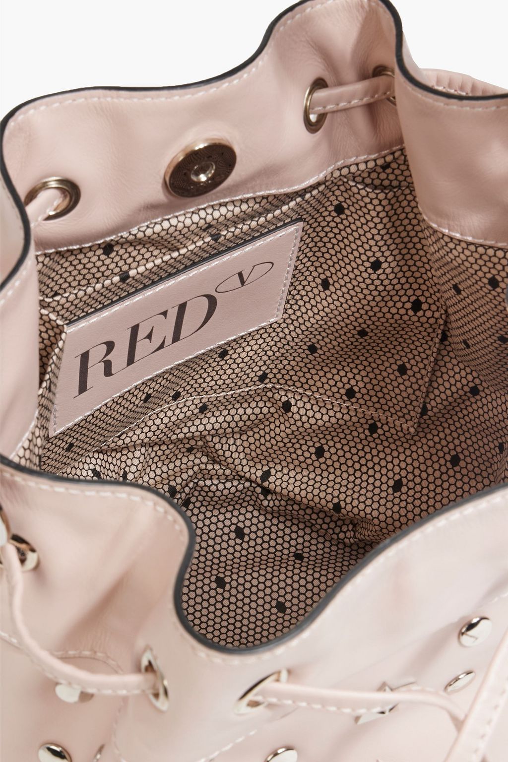 RED(V) Studded leather bucket bag