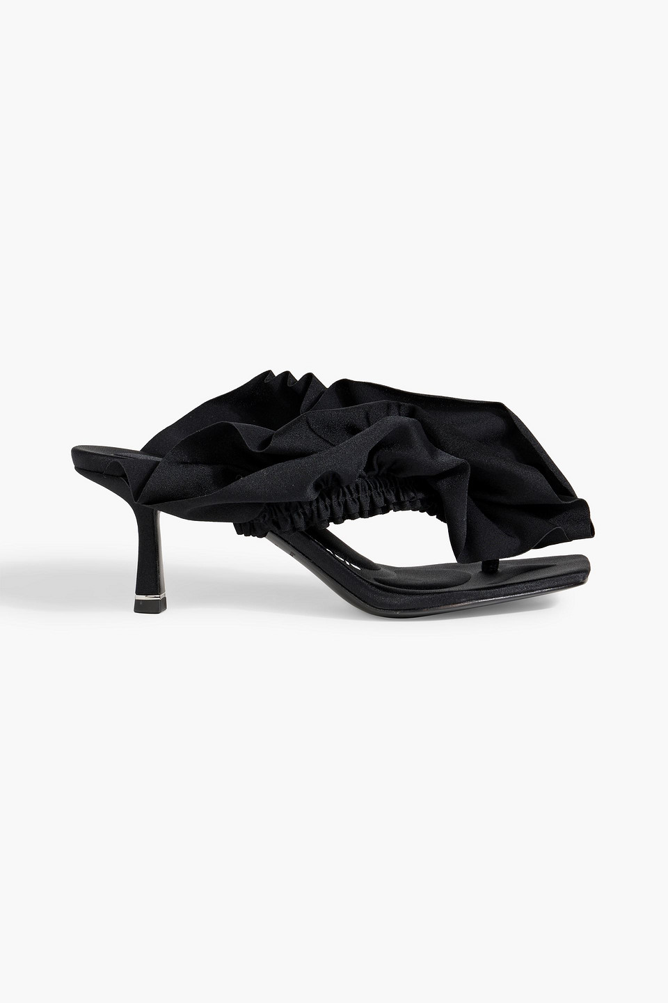 Alexander Wang Celeste 65 Ruffled Satin-jersey Mules In Black