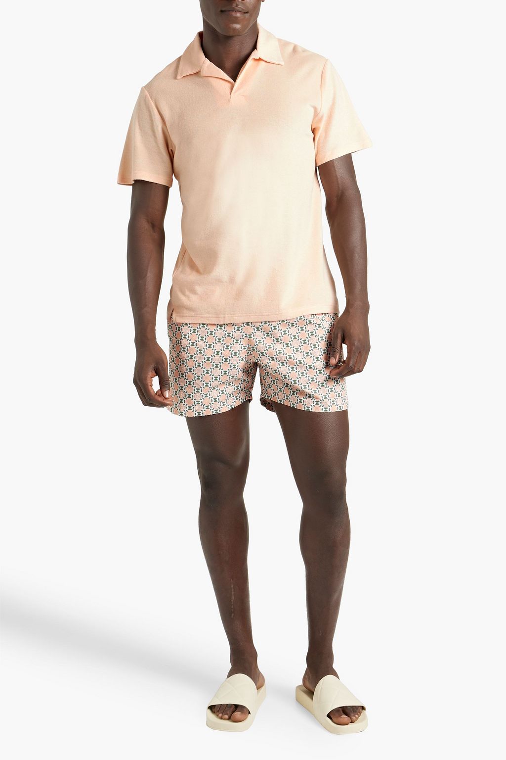 FRESCOBOL CARIOCA Faustino cotton, Lyocell and linen-blend terry polo shirt