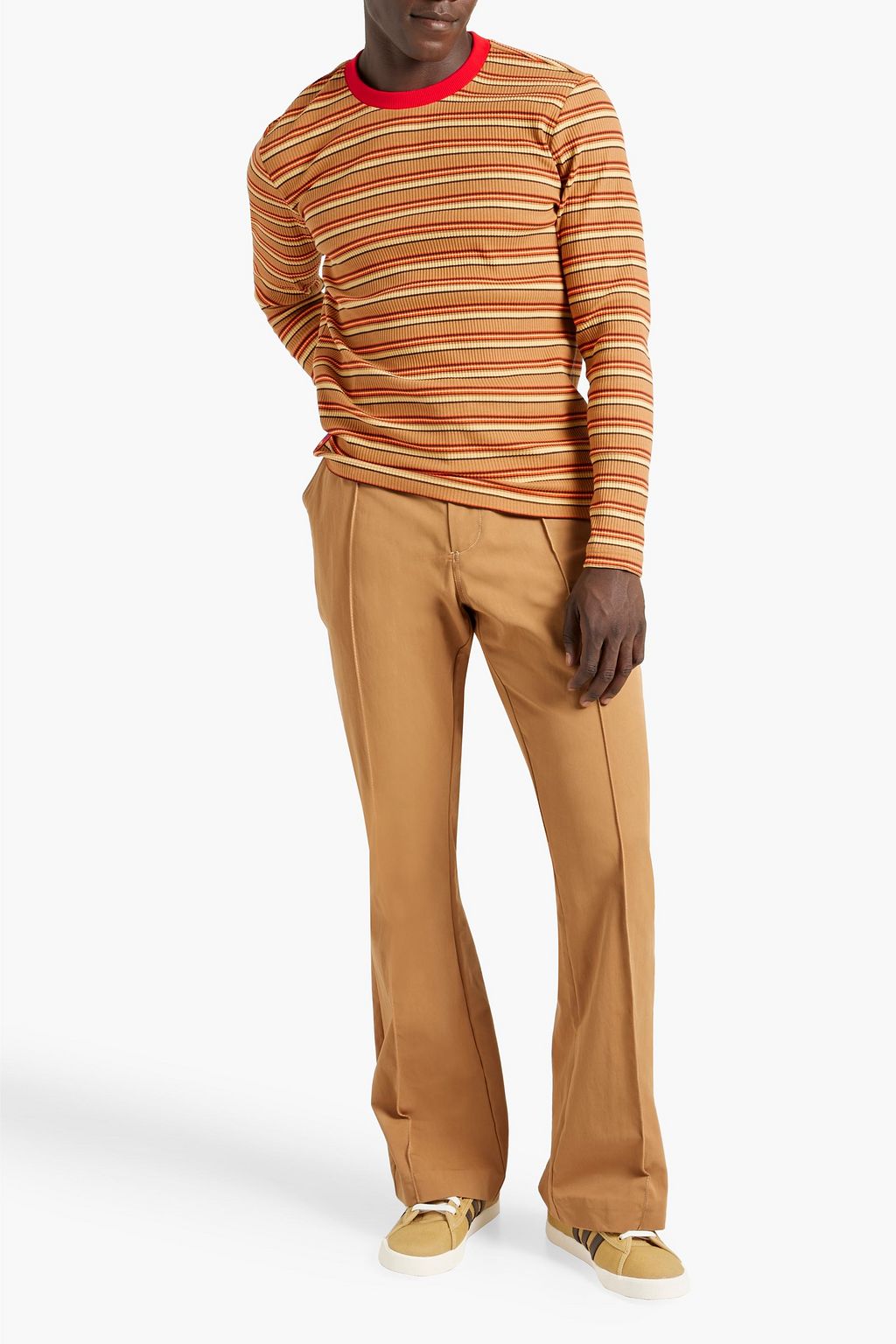 ADIDAS ORIGINALS BY WALES BONNER Ribbed striped cotton-blend T-shirt