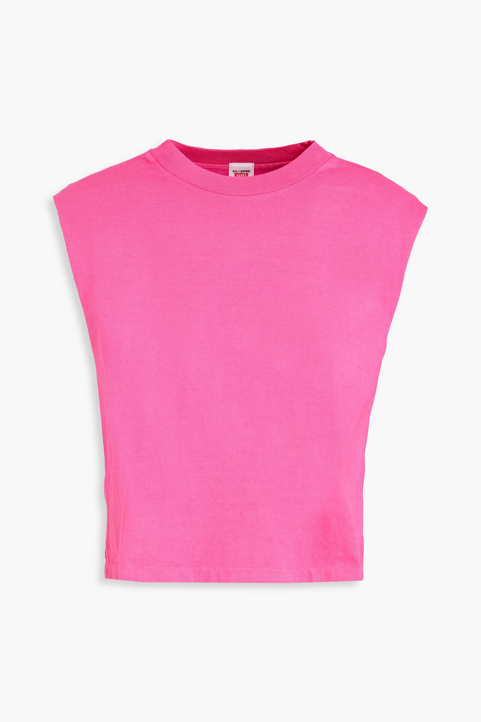 RE/DONE - Cropped cotton-jersey tank - Pink - XS