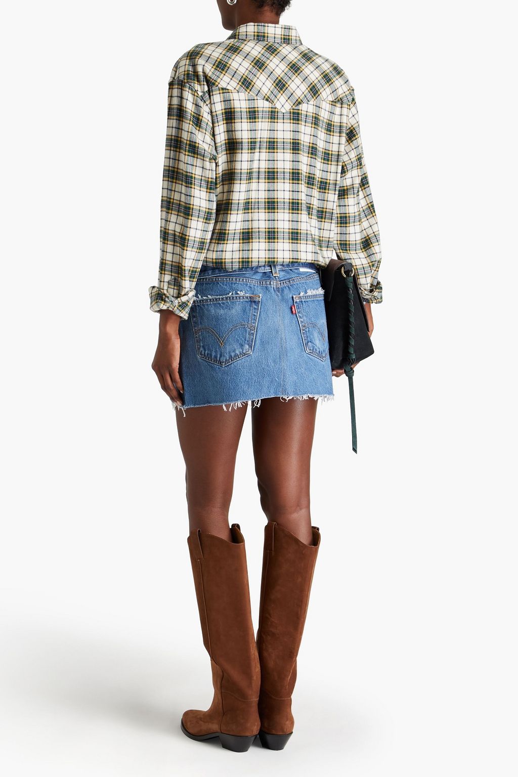 RE/DONE WITH LEVI'S تنورة قصيرة مصنوعة من الدنيم بحواف منسلّة