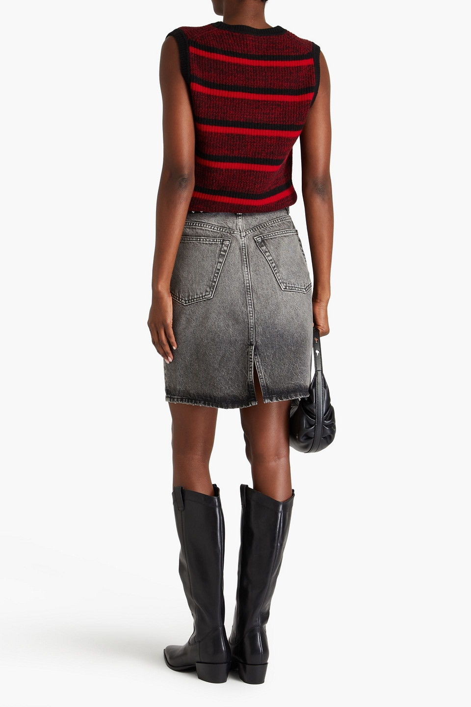 Re/done Striped Ribbed Wool Vest In Crimson