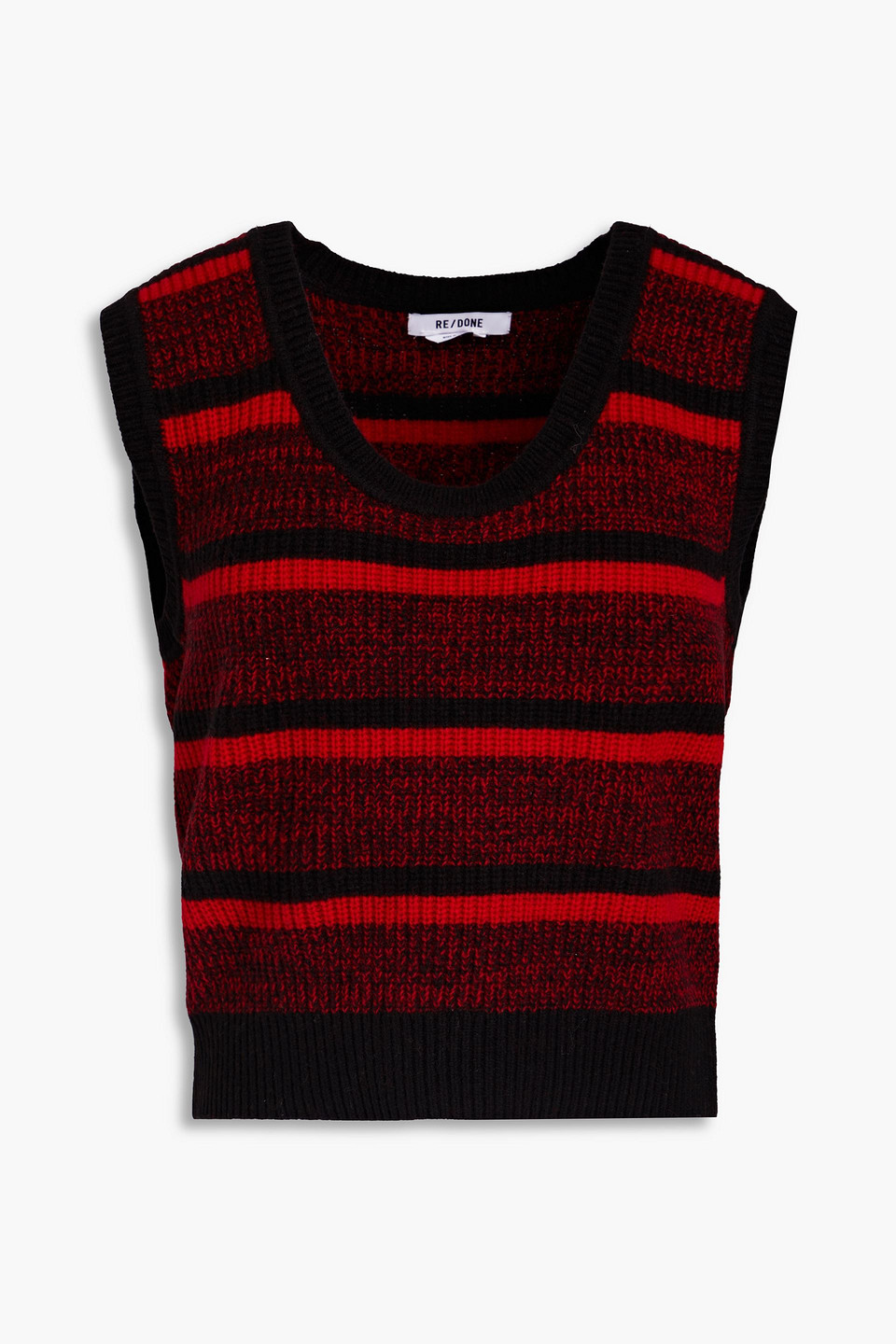 Re/done Striped Ribbed Wool Vest In Crimson