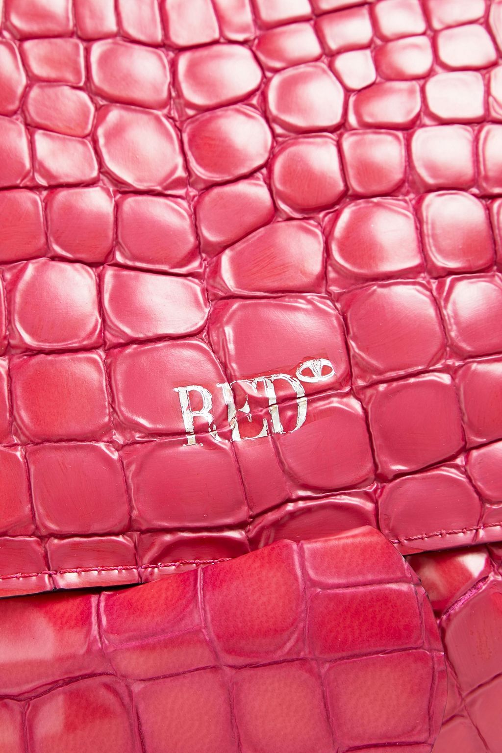 RED(V) حقيبة كتف من الجلد بنقشة جلد التمساح بتصميم بكشاكش