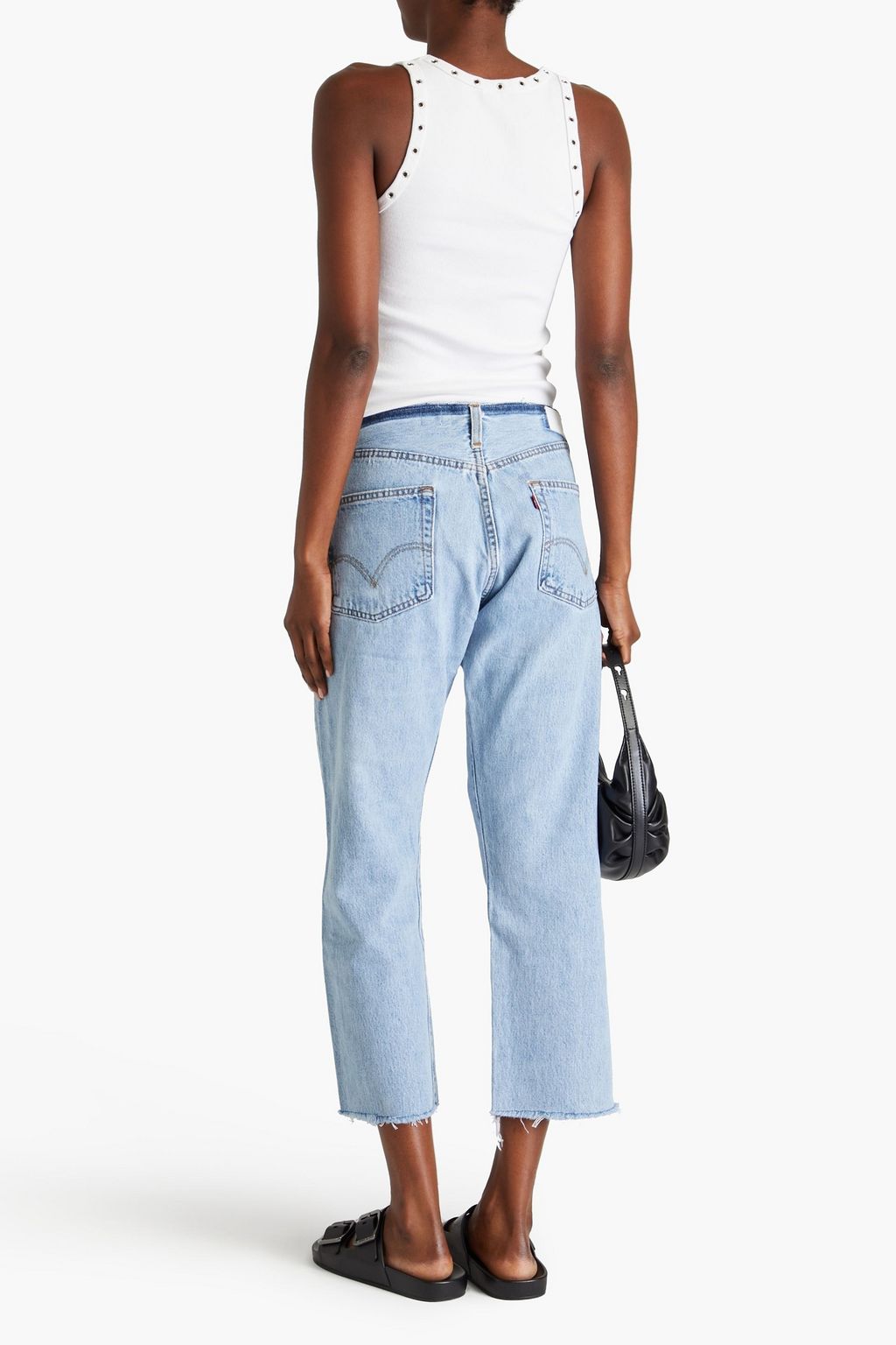RE/DONE WITH LEVI'S جينز بأرجل مستقيمة وخصر متوسط الارتفاع بتصميم قصير