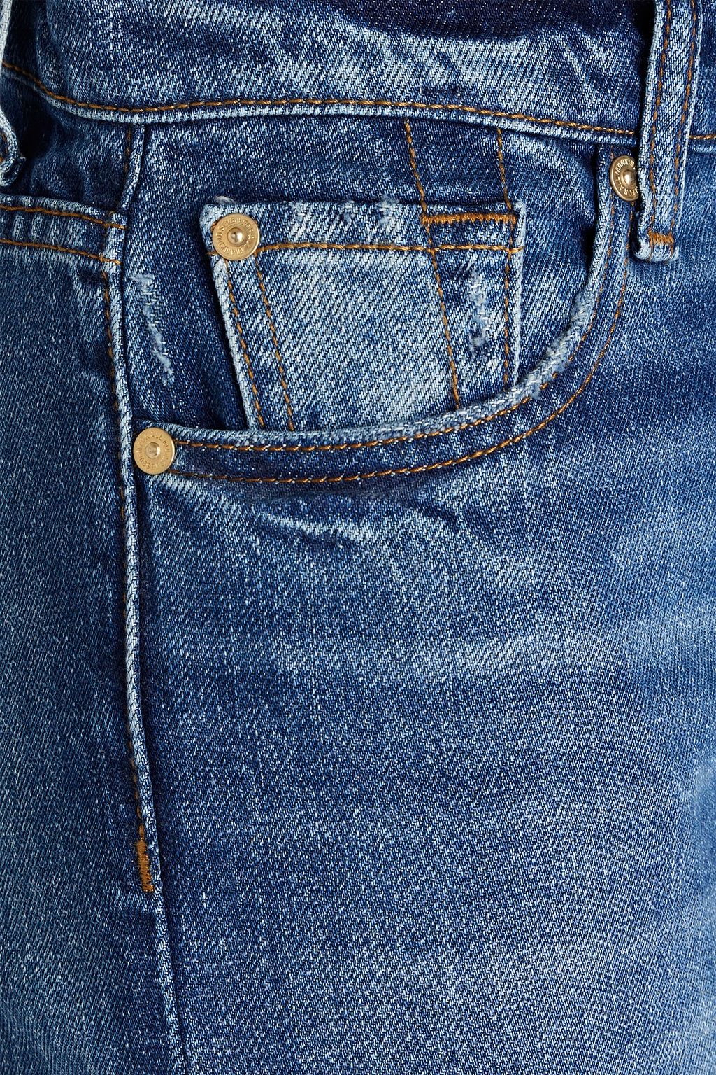 7 FOR ALL MANKIND Logan Stovepipe distressed high-rise straight-leg jeans