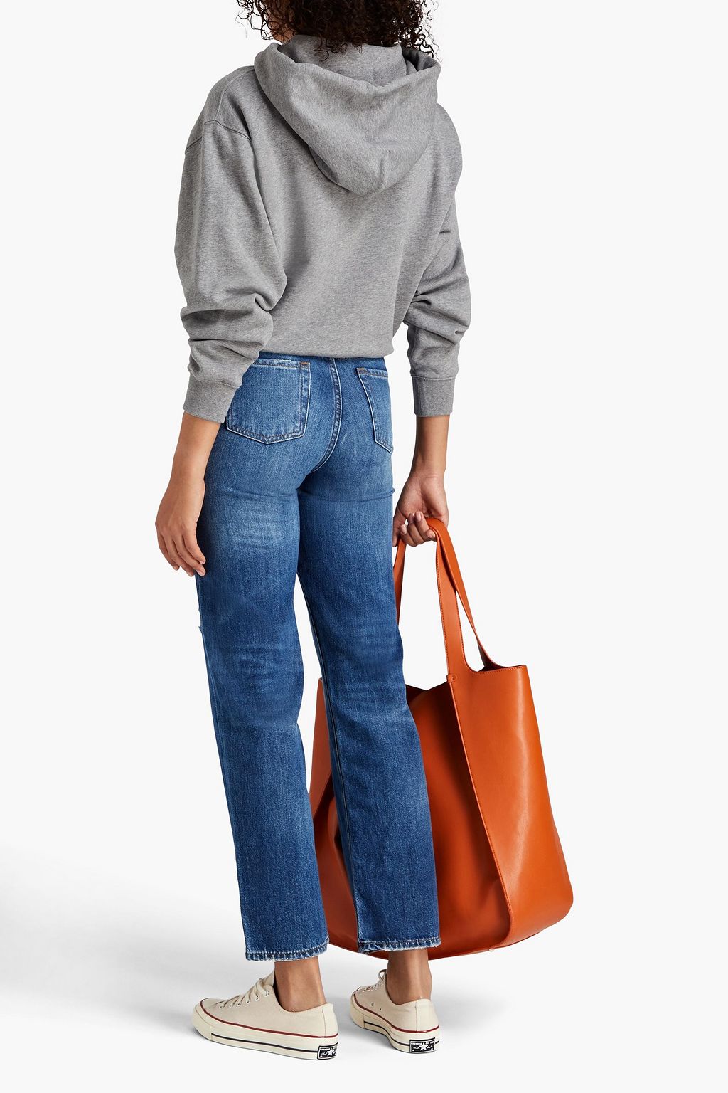 7 FOR ALL MANKIND Logan Stovepipe distressed high-rise straight-leg jeans