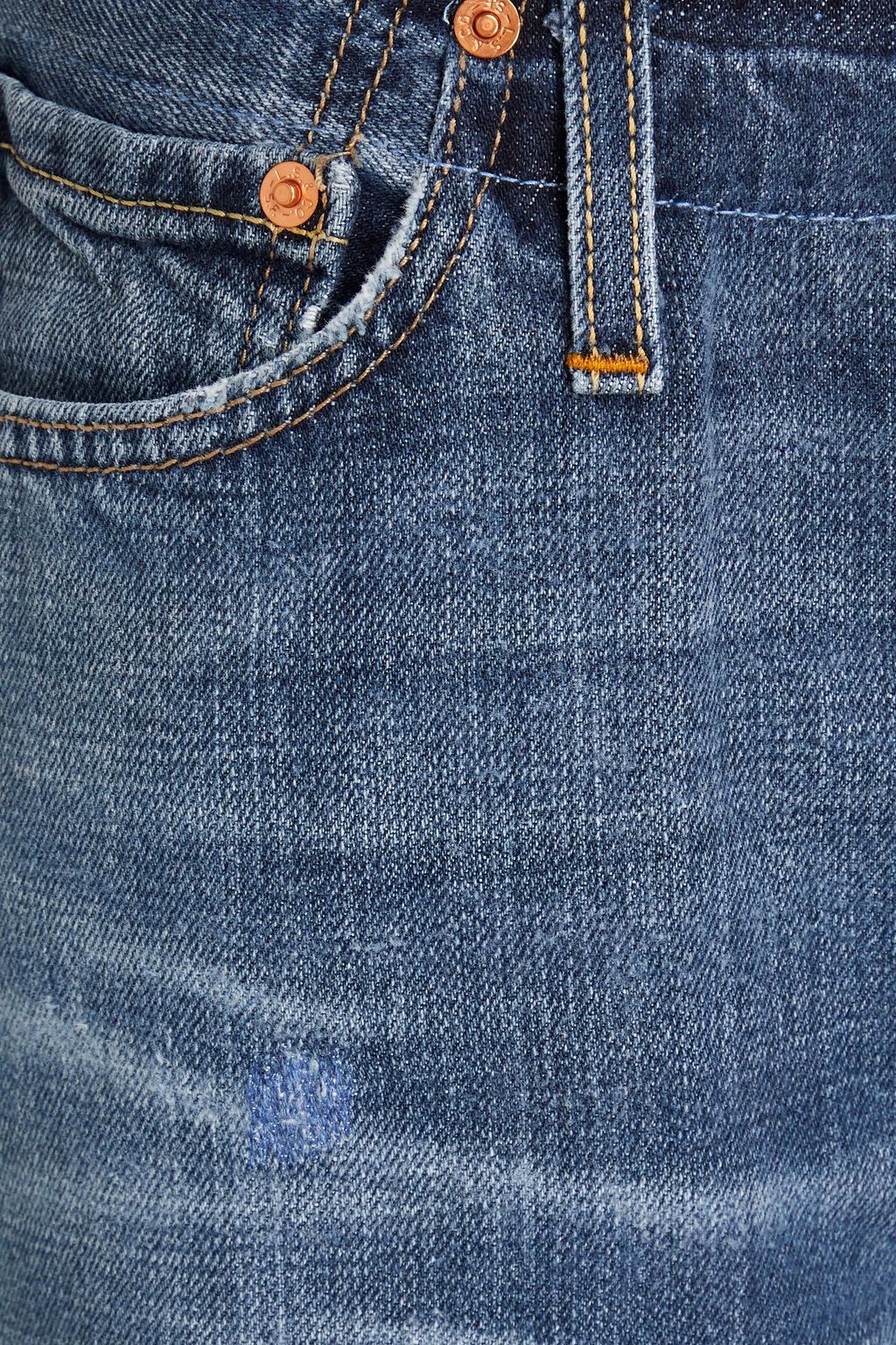 RE/DONE WITH LEVI'S جينز بأرجل مستقيمة وخصر متوسط الارتفاع بتصميم قصير