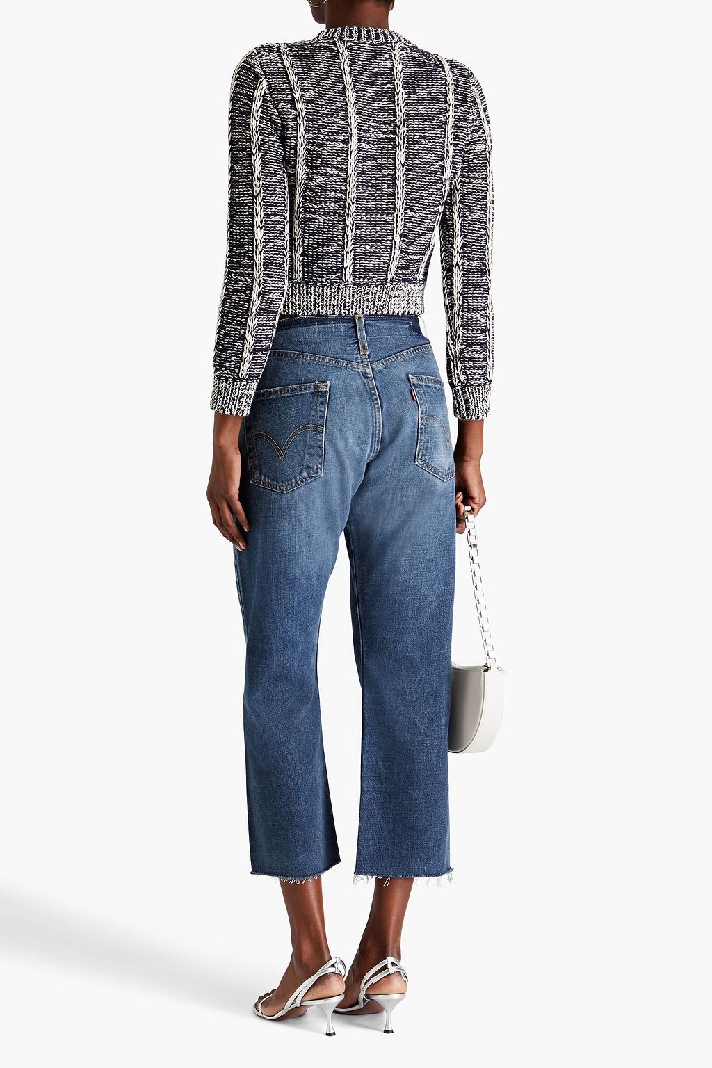 RE/DONE WITH LEVI'S جينز بأرجل مستقيمة وخصر متوسط الارتفاع بتصميم قصير