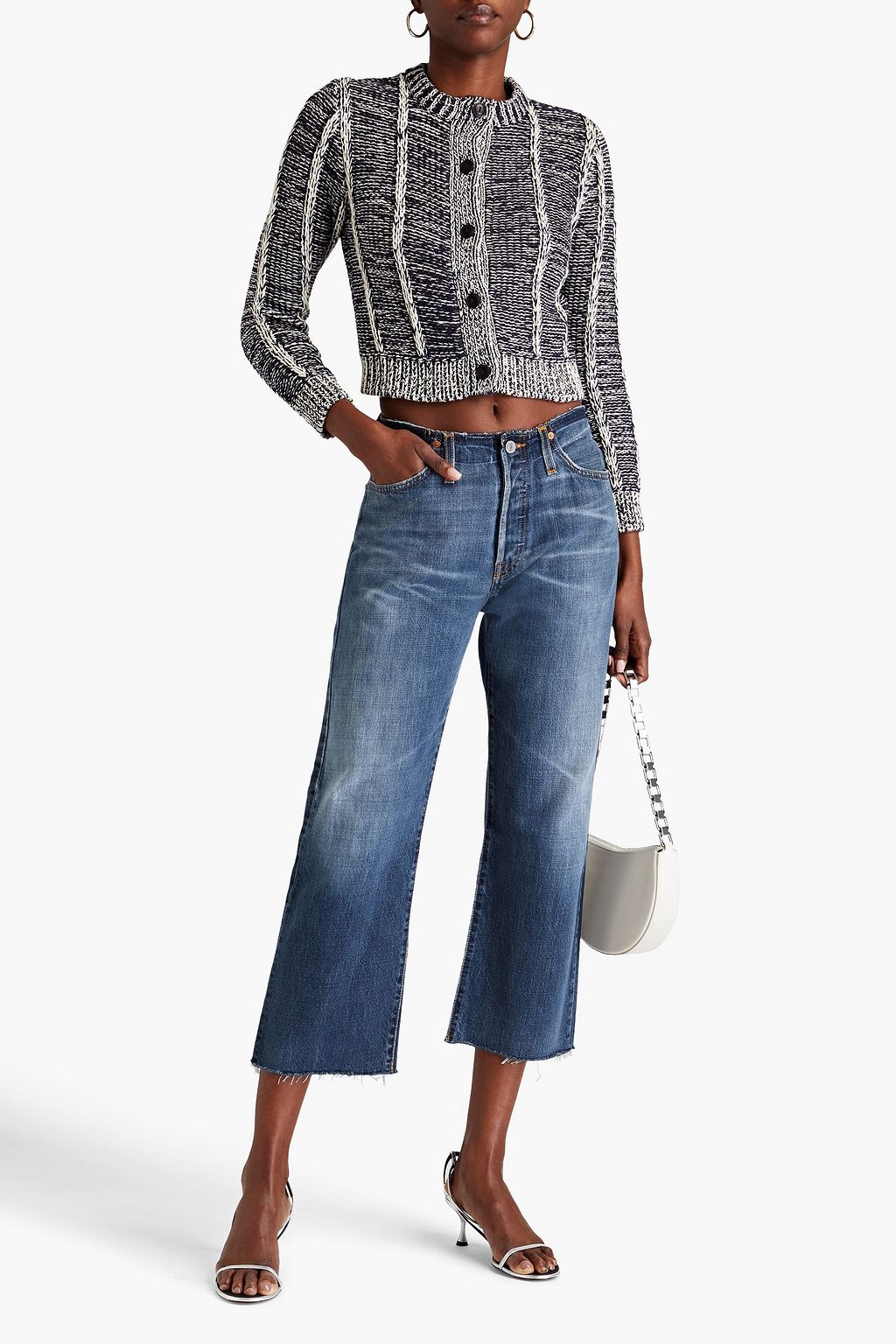 RE/DONE WITH LEVI'S جينز بأرجل مستقيمة وخصر متوسط الارتفاع بتصميم قصير