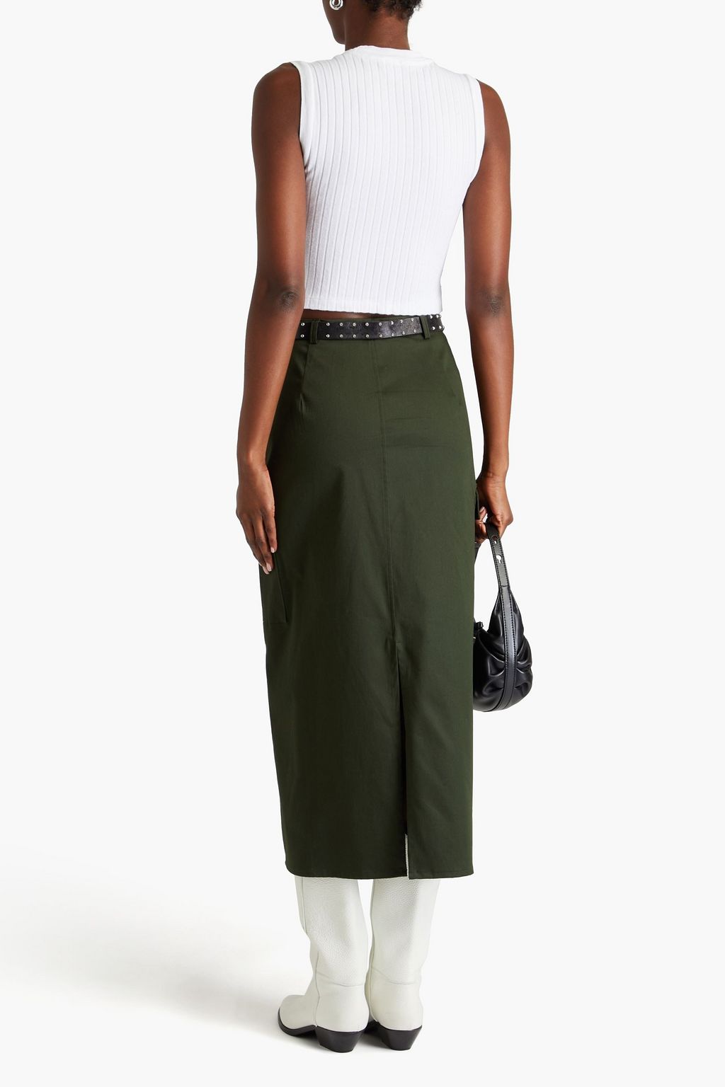RE/DONE BY HANES Cropped ribbed hemp-blend jersey tank
