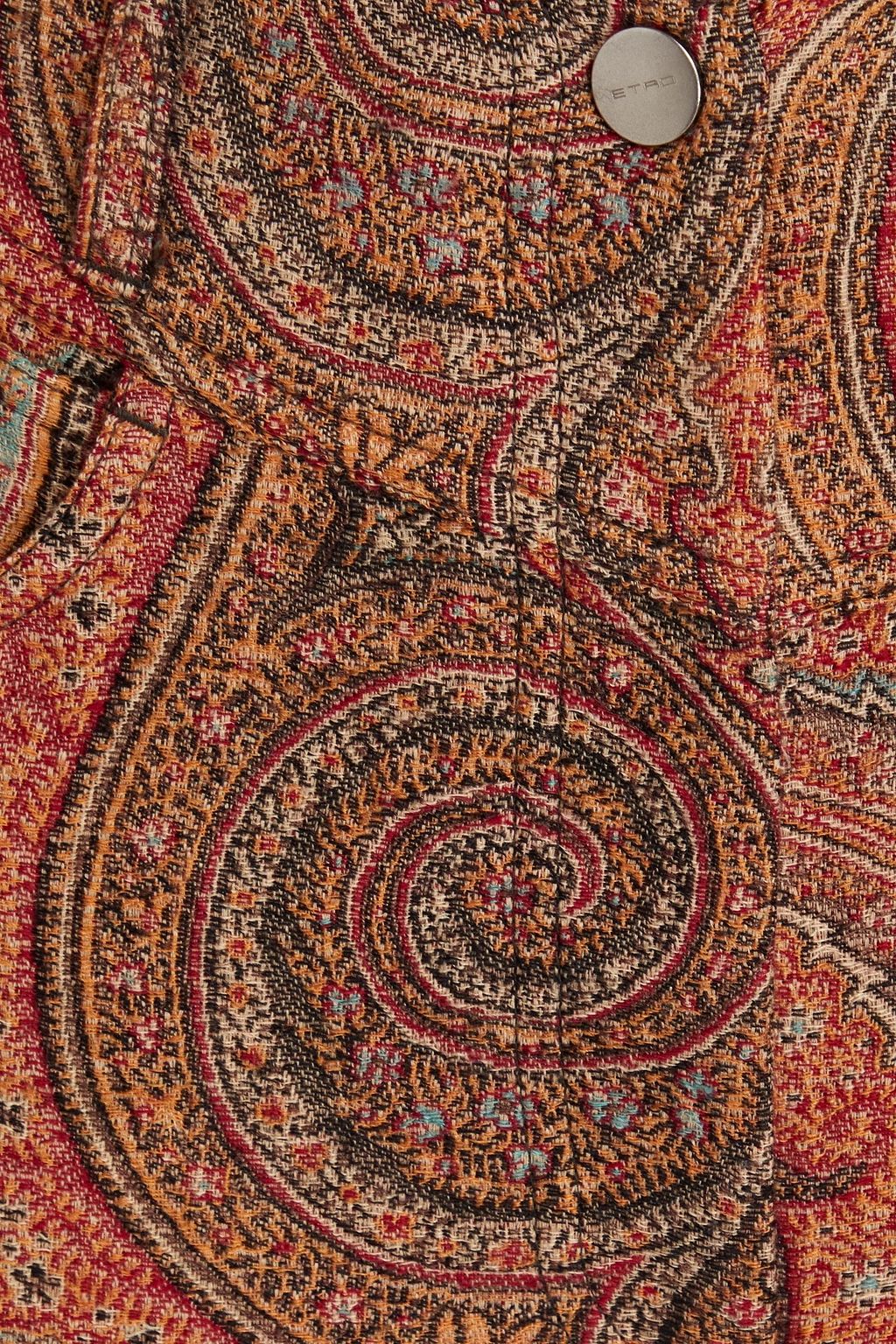 ETRO بنطال بأرجل مستقيمة مصنوع من مزيج الحرير والصوف ومزين بطبعة بيزلي