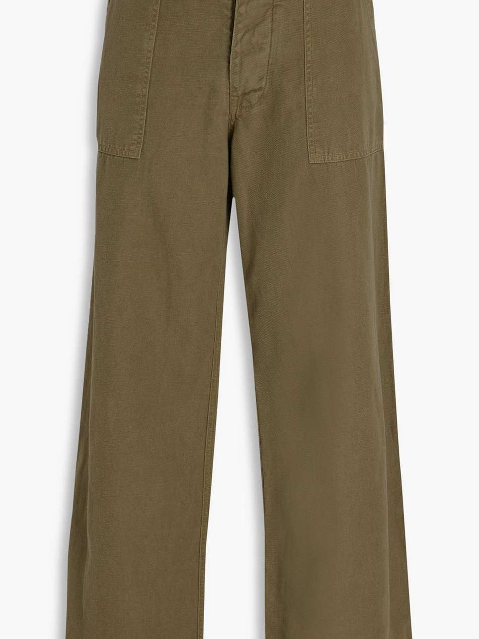 cotton and linen-blend twill wide-leg pants