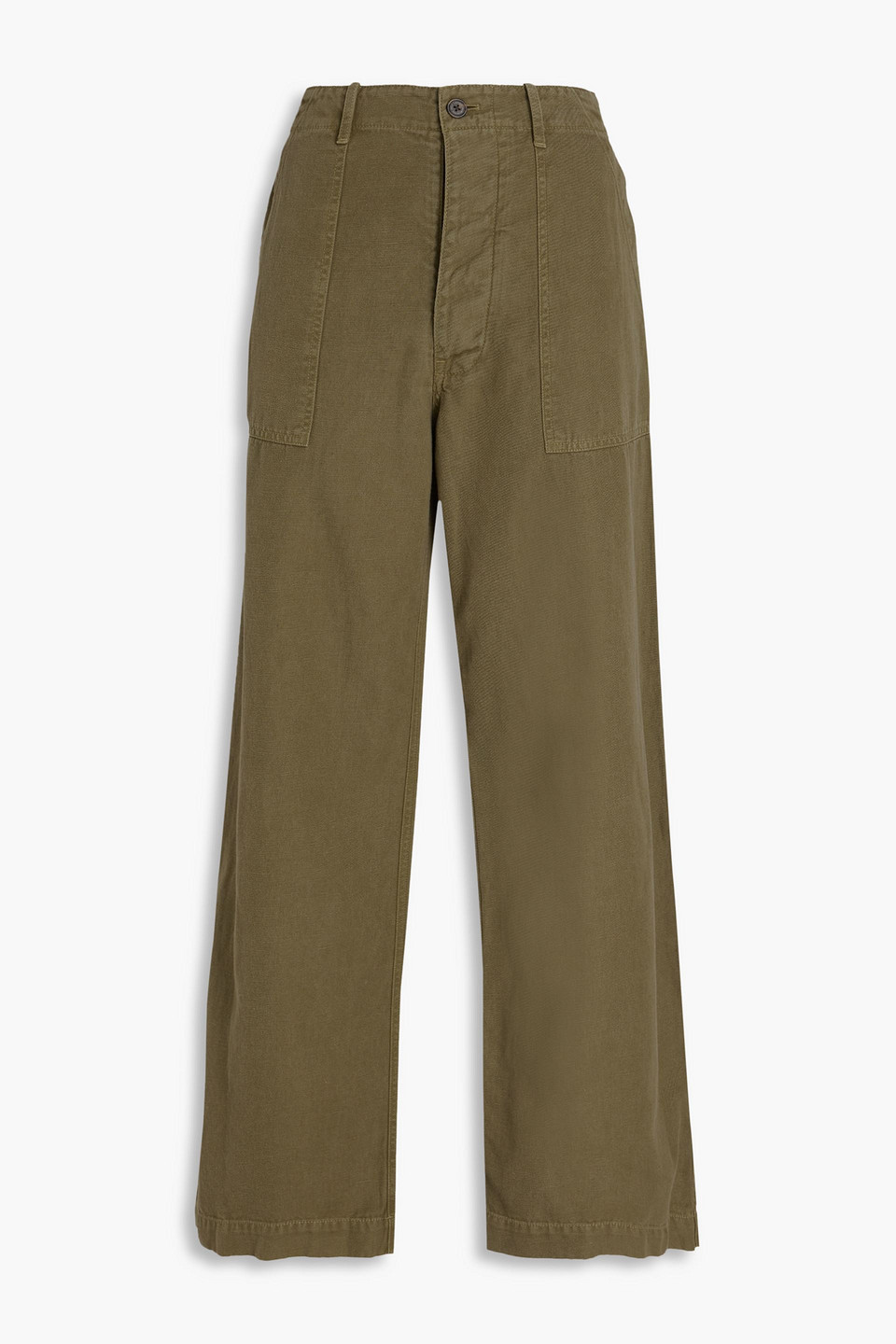 NILI LOTAN COTTON AND LINEN-BLEND TWILL WIDE-LEG PANTS