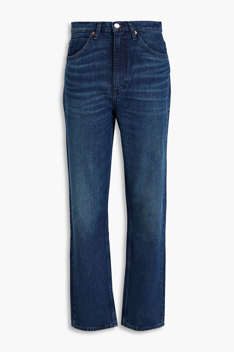 Re/done 70s Faded High-rise Straight-leg Jeans In Dark Denim