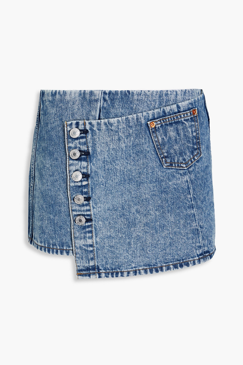 re/done - acid-wash denim mini wrap skirt - blue - 26