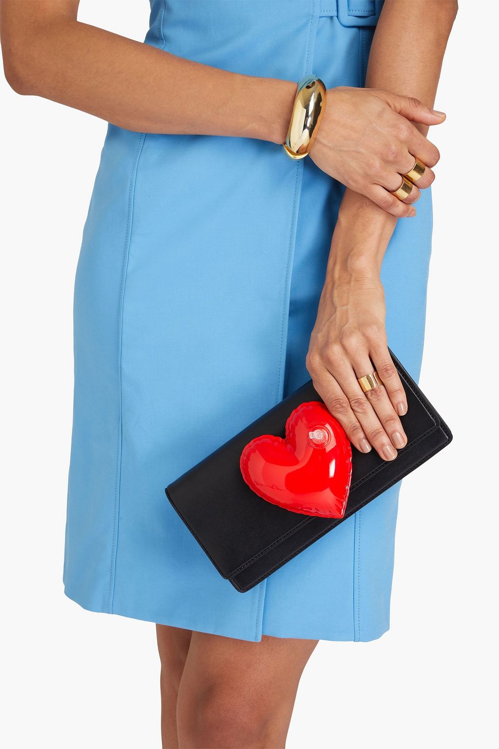 MOSCHINO Appliquéd leather clutch