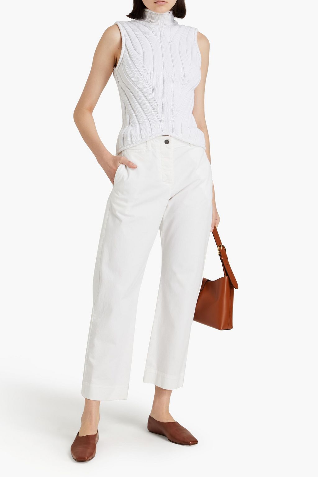 NILI LOTAN Tomboy cotton-blend twill straight-leg pants