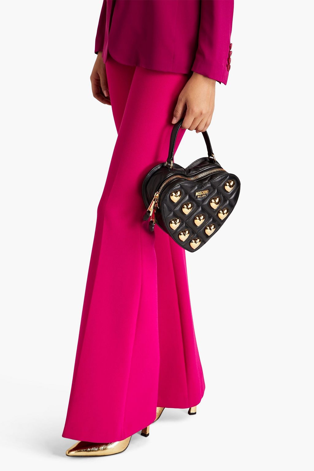 MOSCHINO Quilted embellished leather tote