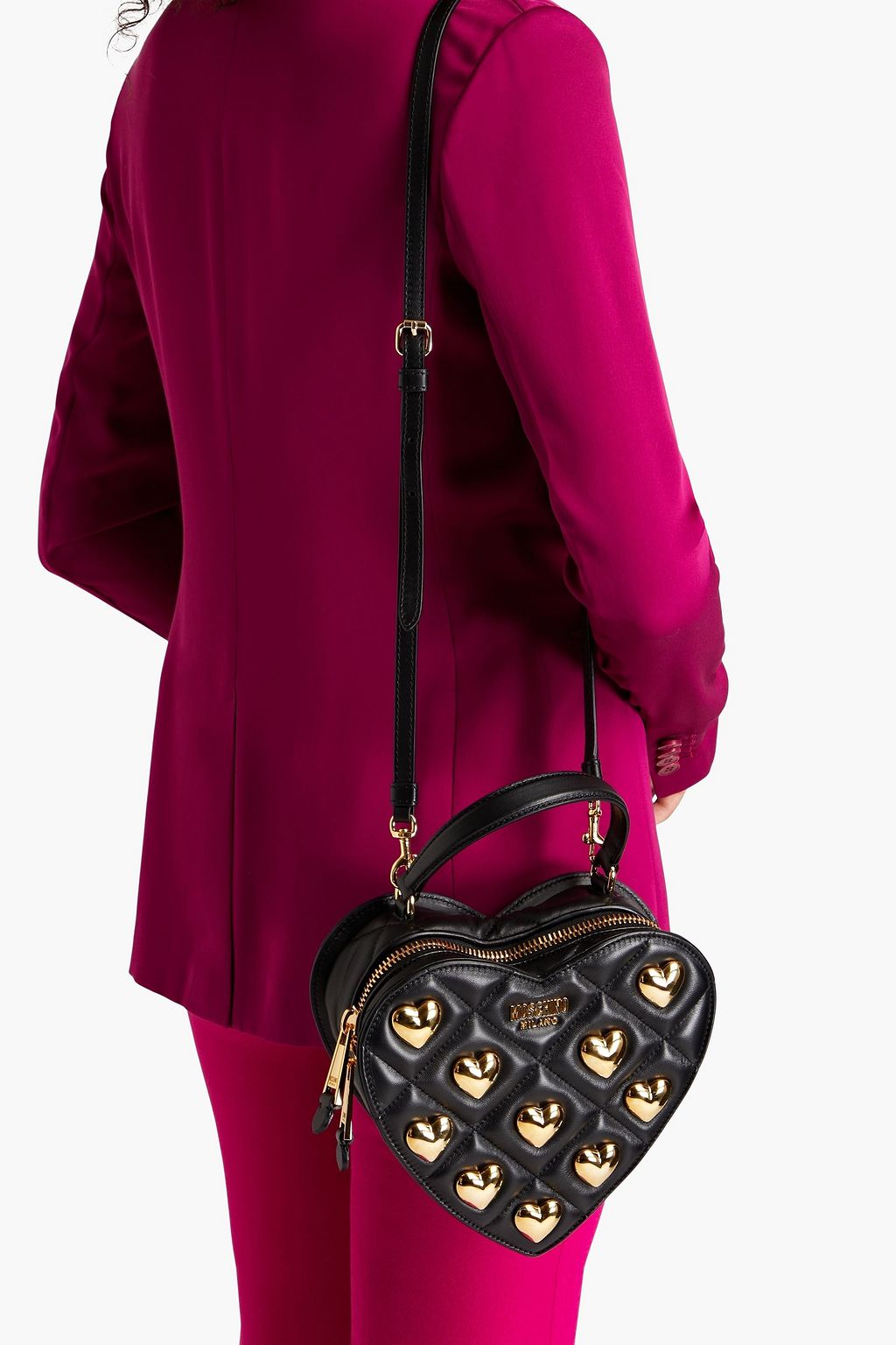 MOSCHINO Quilted embellished leather tote