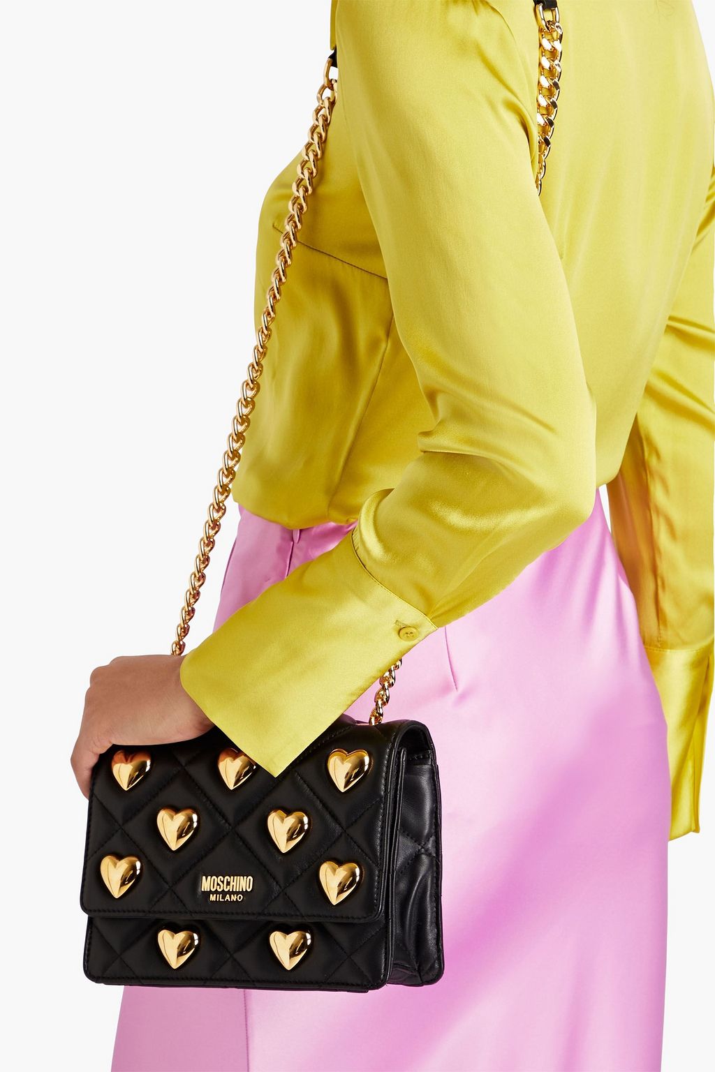 MOSCHINO حقيبة كروس بودي من الجلد بتصميم مزركش ومبطّن