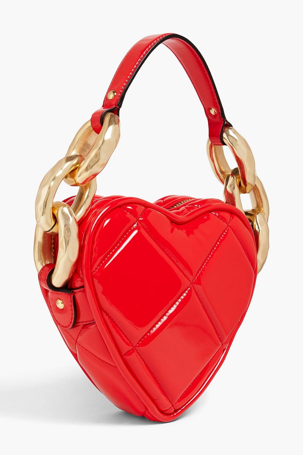 MOSCHINO Quilted faux patent-leather tote