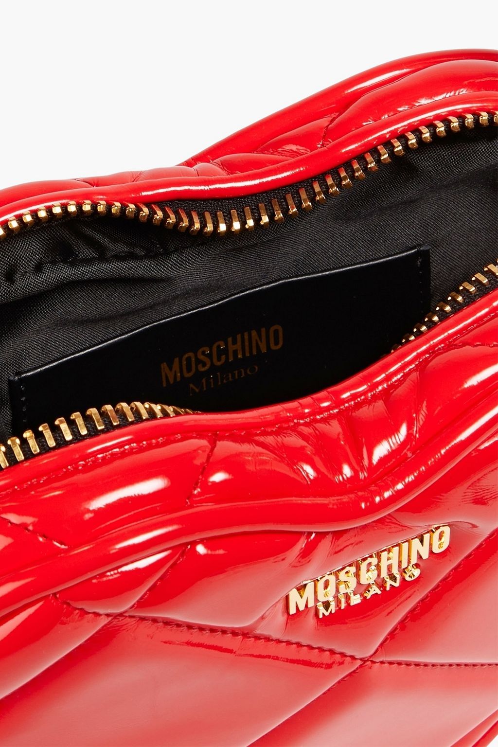MOSCHINO Quilted faux patent-leather tote