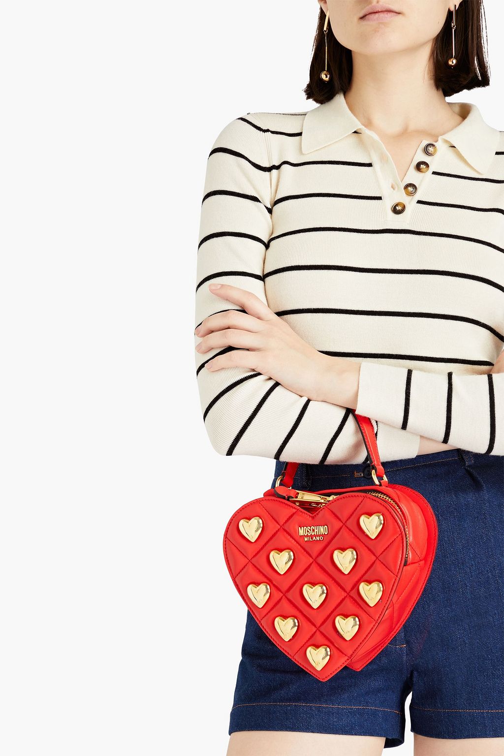 MOSCHINO Quilted embellished leather tote