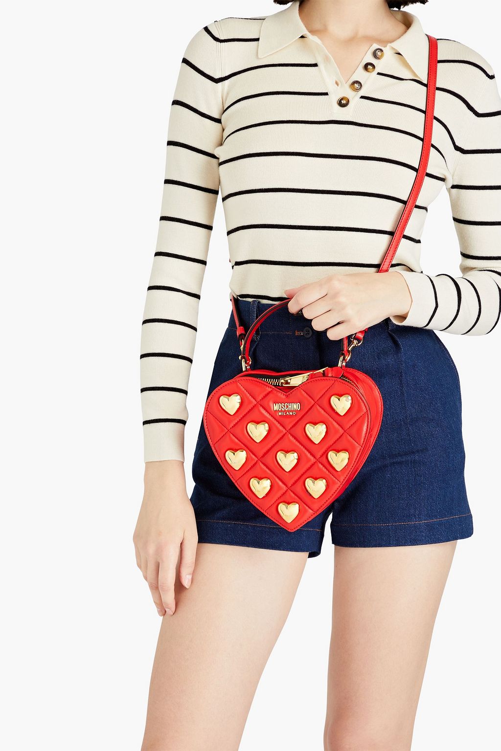 MOSCHINO Quilted embellished leather tote