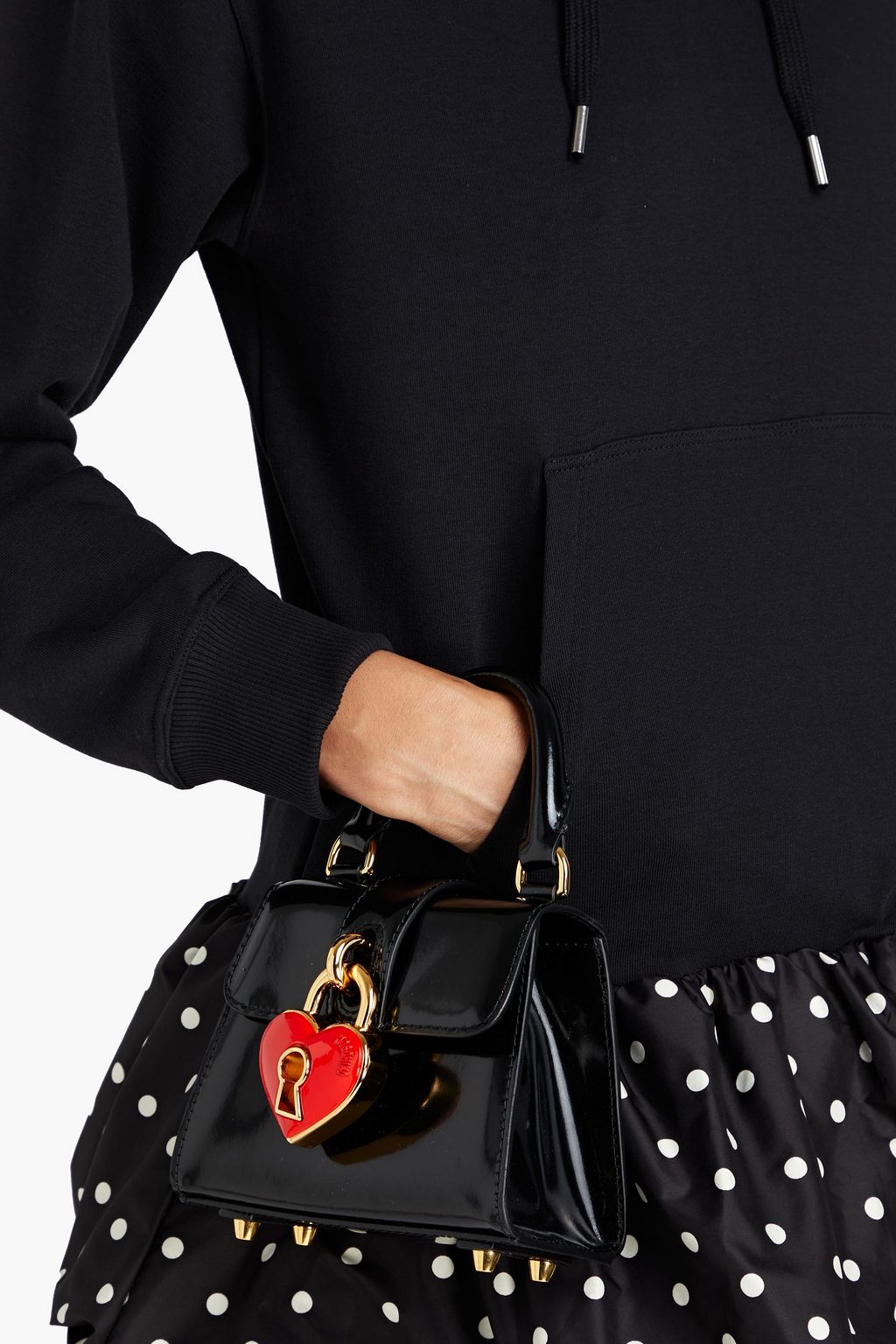 MOSCHINO Heart Lock patent-leather tote