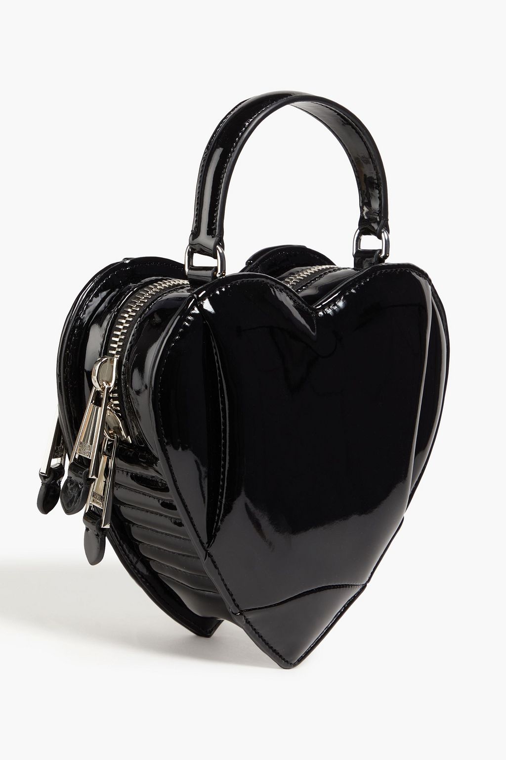 MOSCHINO Embellished faux patent-leather tote