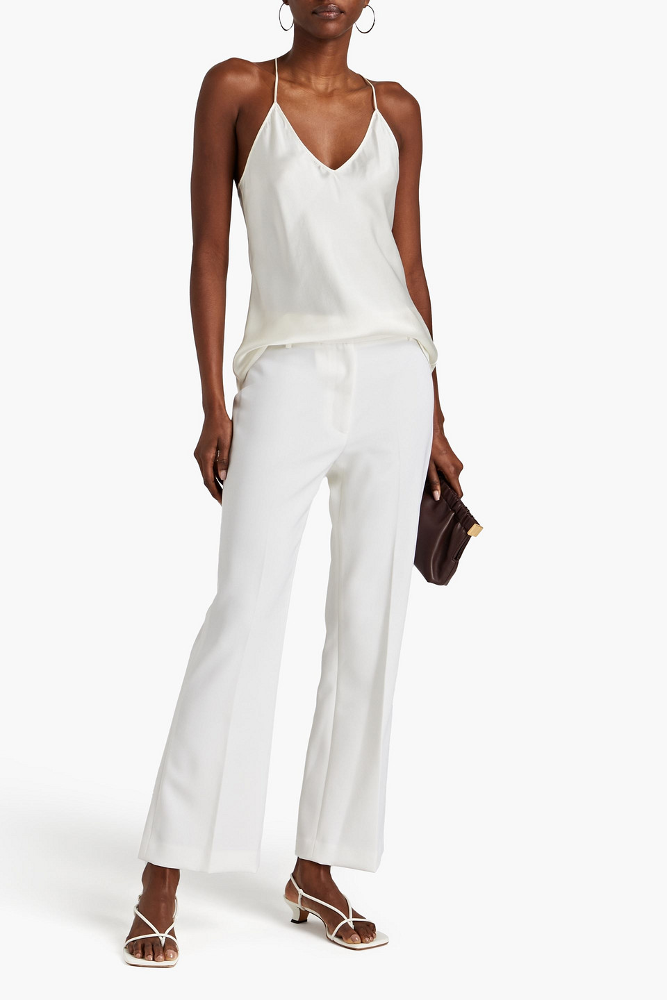 Shop Nili Lotan Wool-twill Straight-leg Pants In White