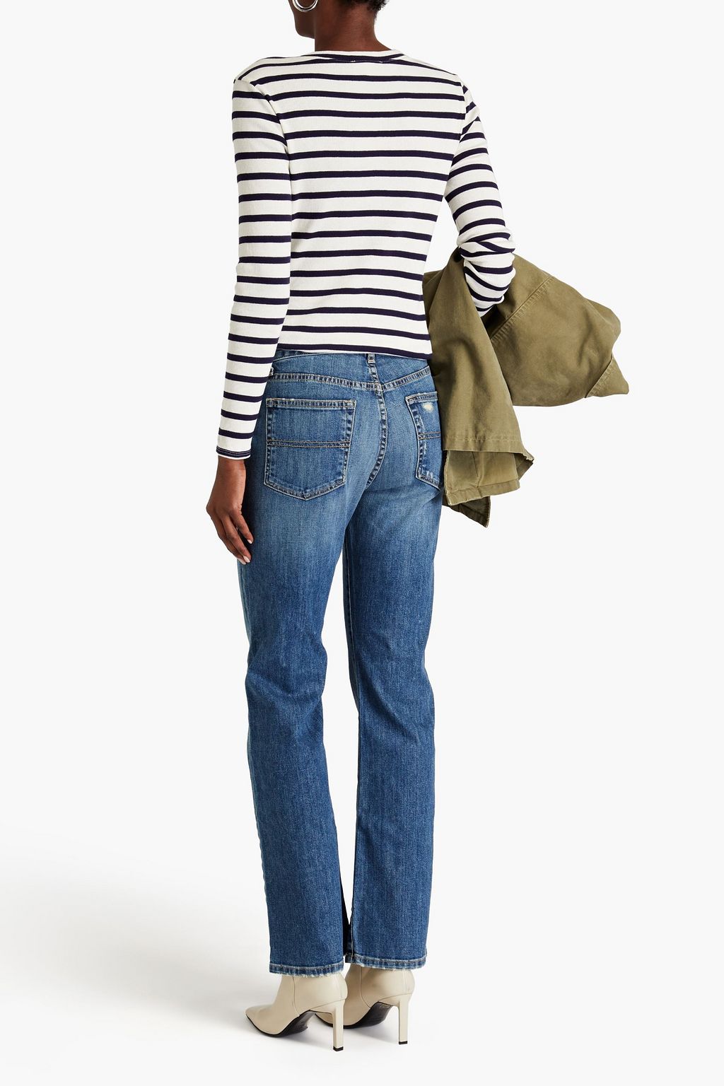 NILI LOTAN Distressed high-rise bootcut jeans