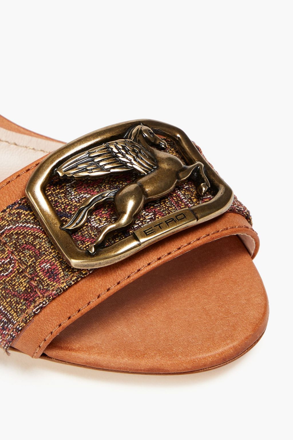 ETRO صندل مصنوع من الجلد والكنفا بتصميم مزركش