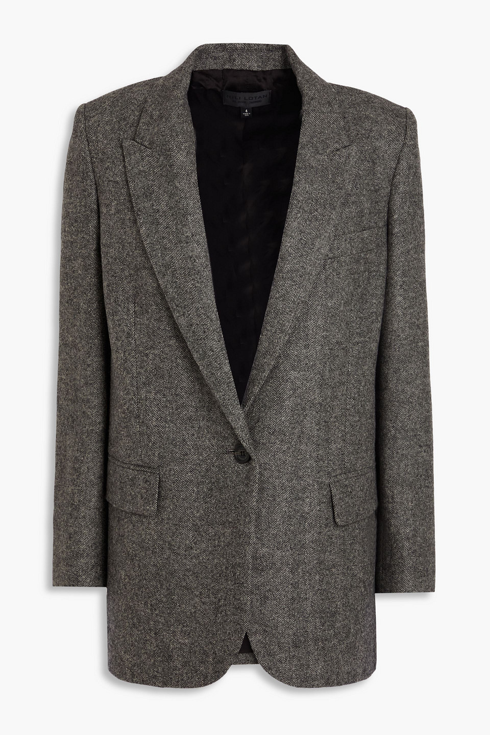 Nili Lotan Herringbone Wool Blazer In Charcoal