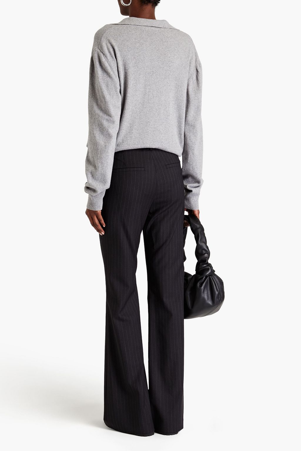 NILI LOTAN Pinstriped stretch-wool twill flared pants