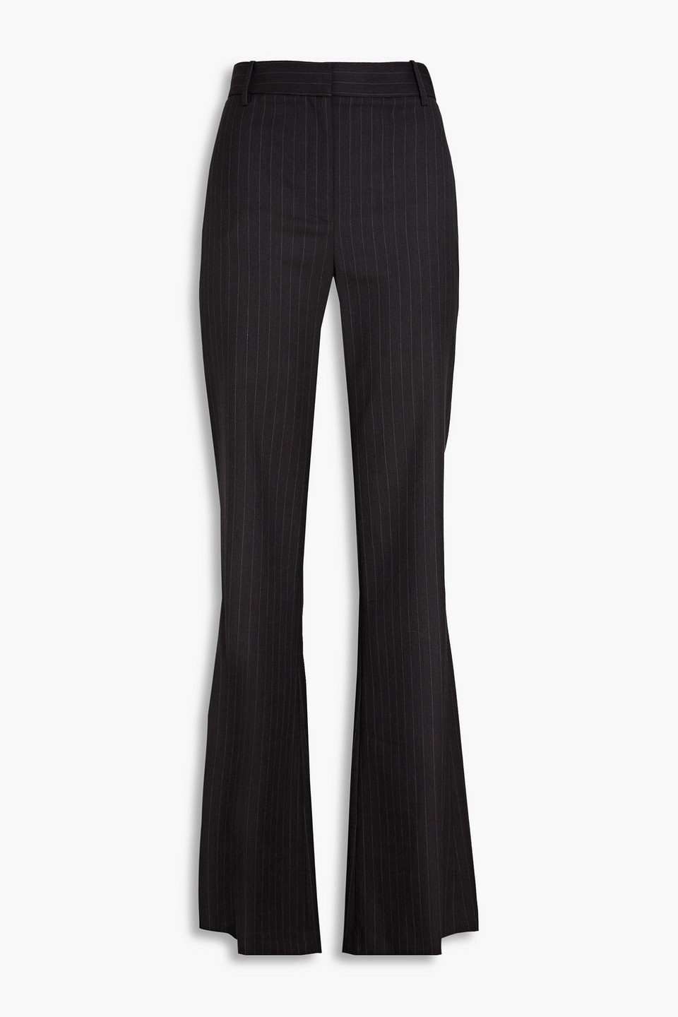 Nili Lotan Pinstriped Stretch-wool Twill Flared Pants In Charcoal