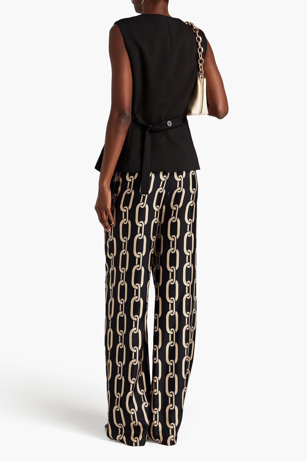 NILI LOTAN Printed silk-twill straight-leg pants