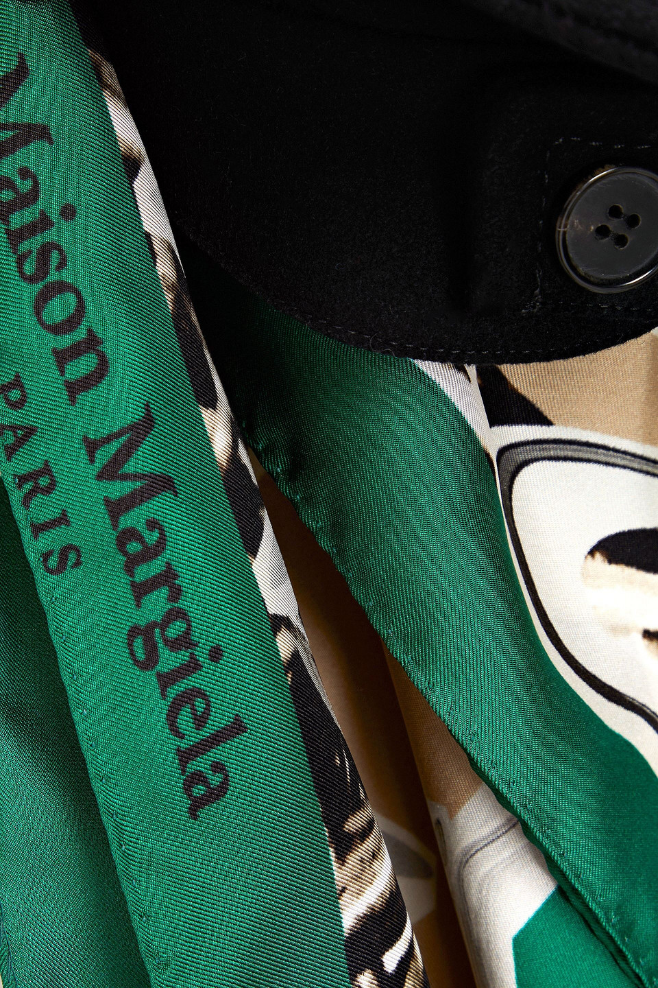 スカーフ MAISON MARGIELA patterned silk scarf Maison Margiela Printed Silk-satin And Felt Scarf In Jade