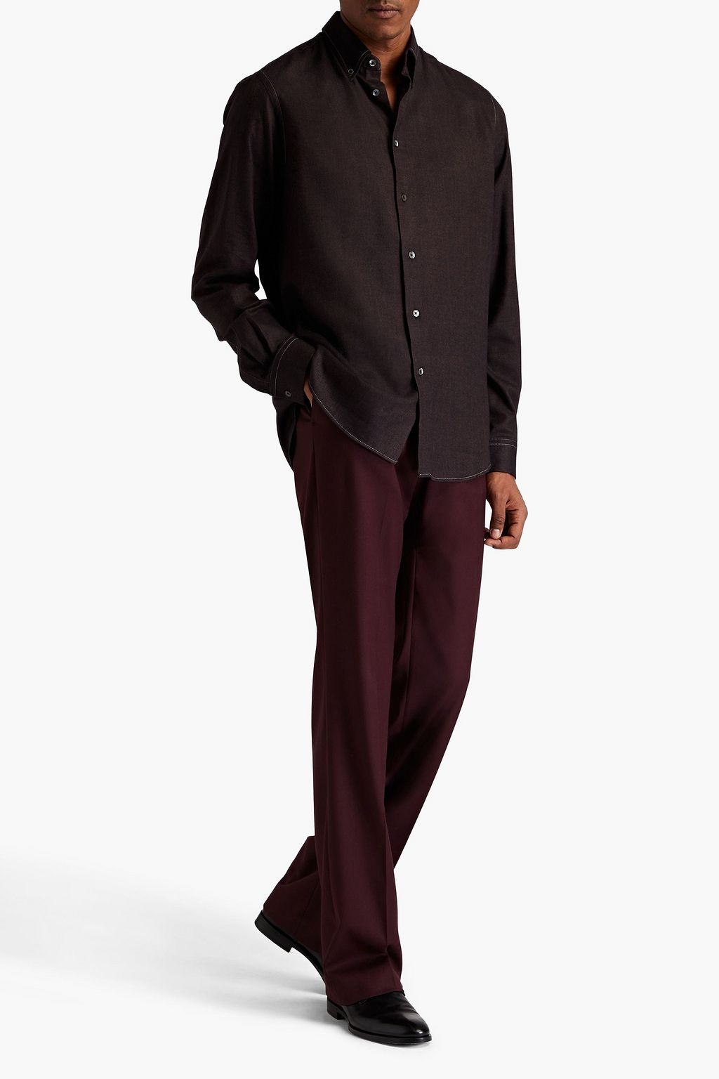 PAUL SMITH Herringbone cotton-blend flannel shirt
